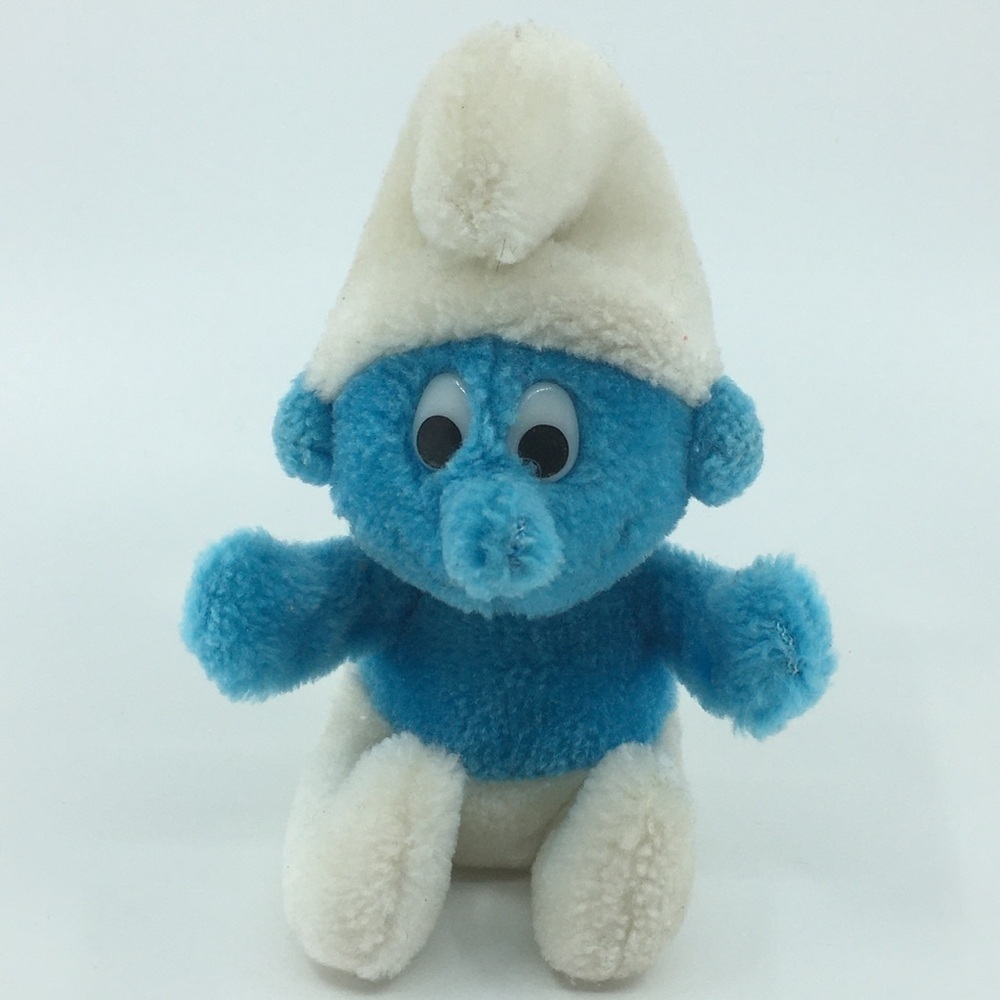 Vintage 70’s 80’s Smurf Peyo Wallace & Berrie 5" Stuffed Animal Plush Doll Toy